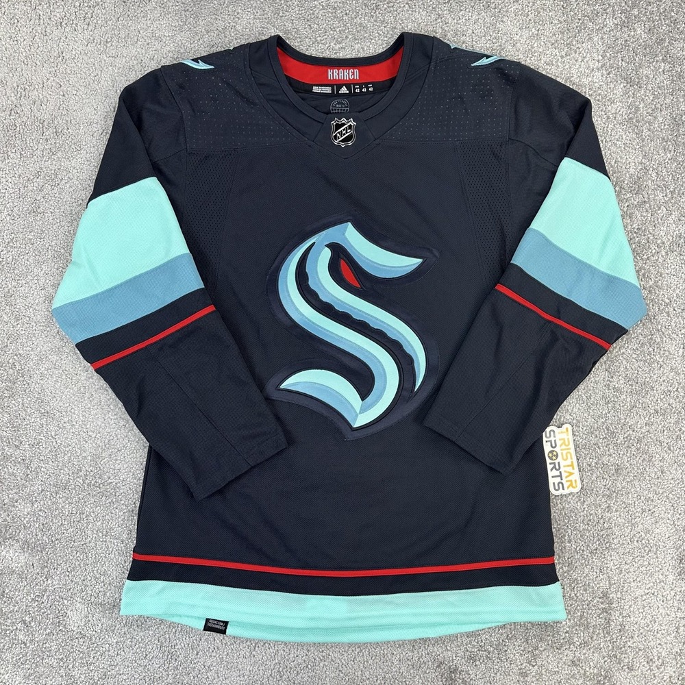 Seattle Kraken Jersey Mens 42 Blue NHL Hockey Adidas Authentic Home GT5622